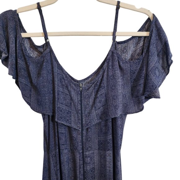 Rewind Hi Low Maxi Dress Blue and White Size M - Picture 5 of 5